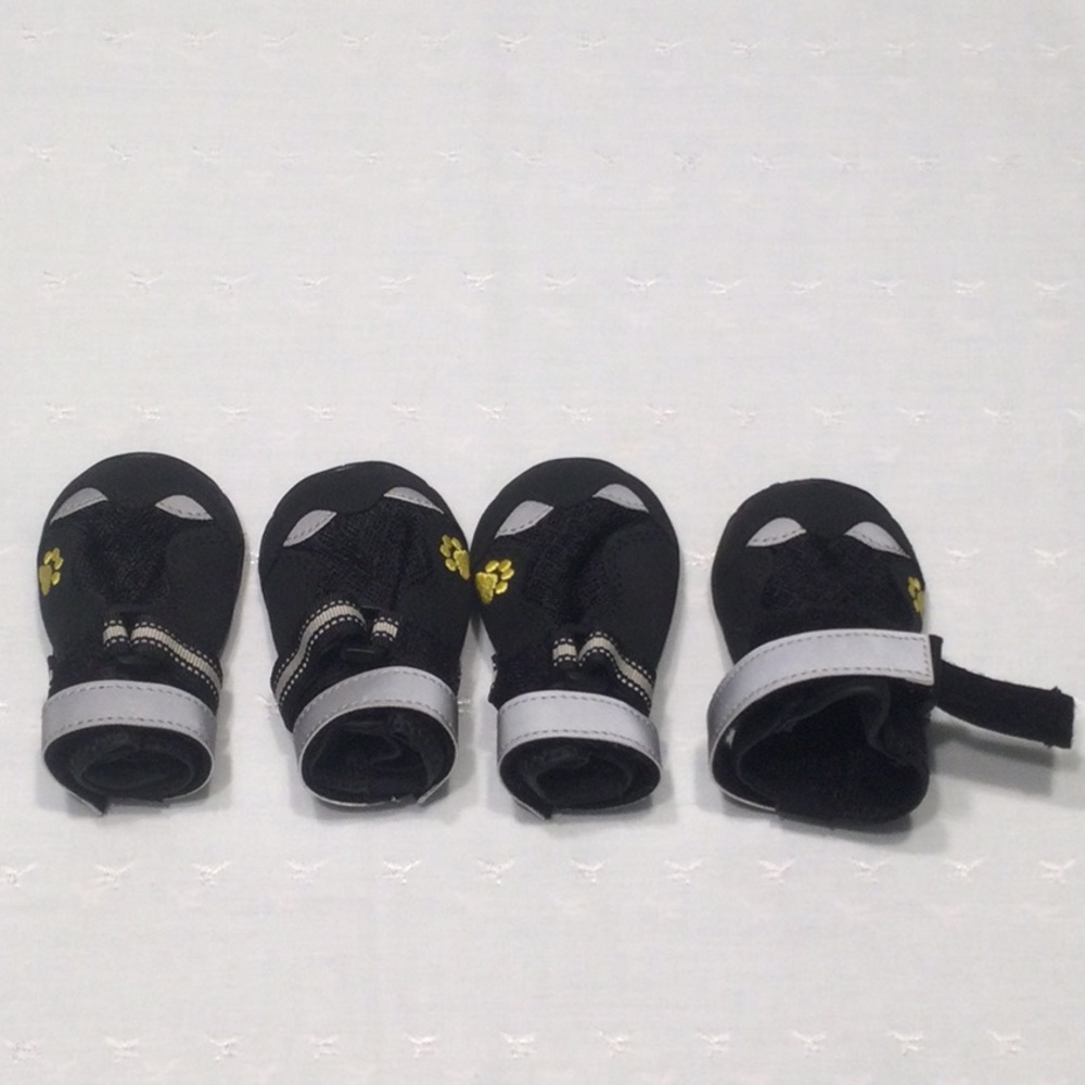 Set of Dog Shoes NWOT Black W/Rubber Soles Two Velcro Straps​